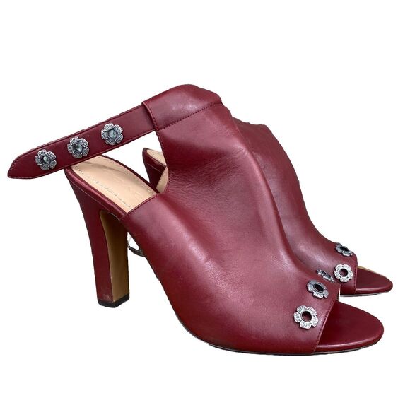 Coach Edison Merlot Heels Open Toe Mules Women's 10 B G2503 - Picture 12 of 12